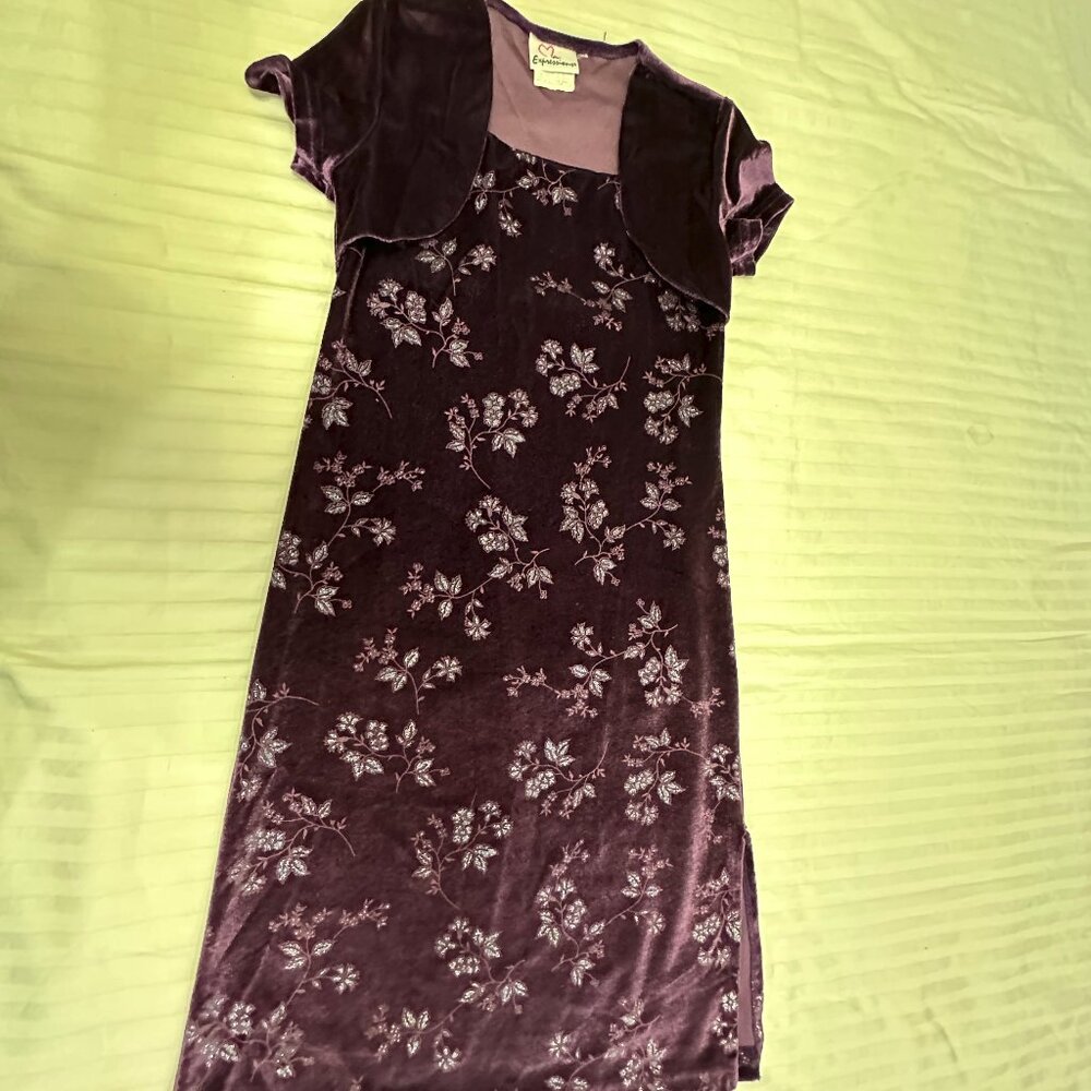 💐💐💐  EXPRESSIONS GIRLS VELOUR DRESS SIZE 7  💐💐💐